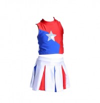 SKCU012 design sleeveless jacket Cheerleading Uniform style customized shorts Cheerleading Uniform style sleeveless custom pleated skirt Cheerleading Uniform style Cheerleading Uniform Factory 45 degree